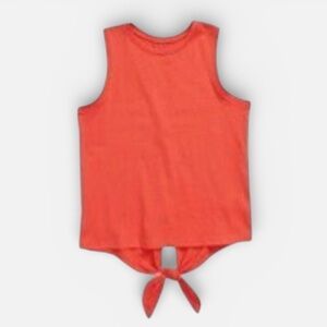 Zella Girl Red Hibiscus Bright Orange Tie-Back Tank Top Size S 7/8 Cotton